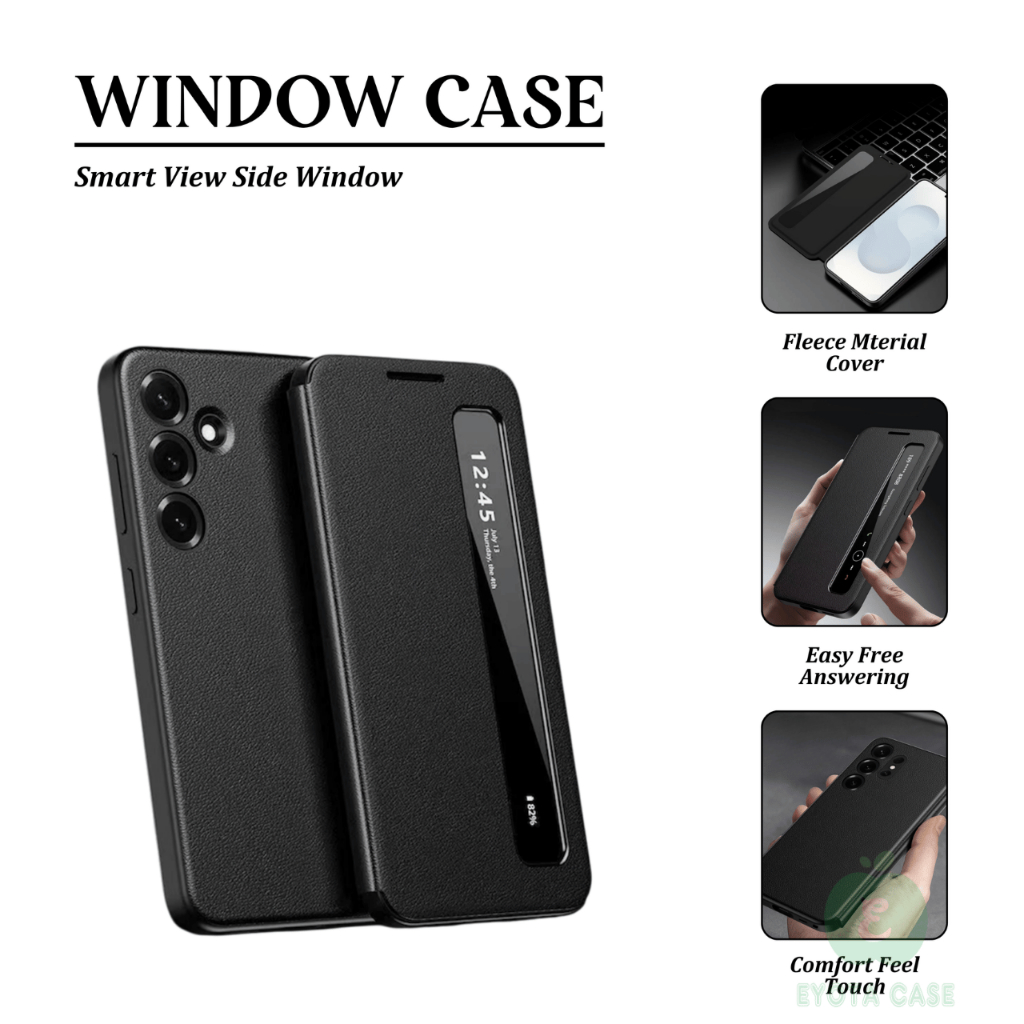 EY-281 SMART VIEW SIDE WINDOW Leather Case For Samsung S26 | S26+ | S26 FE | S26 Ultra | S25 | S25 F
