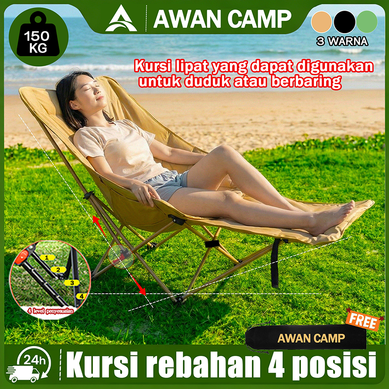 Kursi lipat luar ruangan dengan 4 posisi penyesuaian Dapat digunakan untuk duduk dan berbaring Kapas