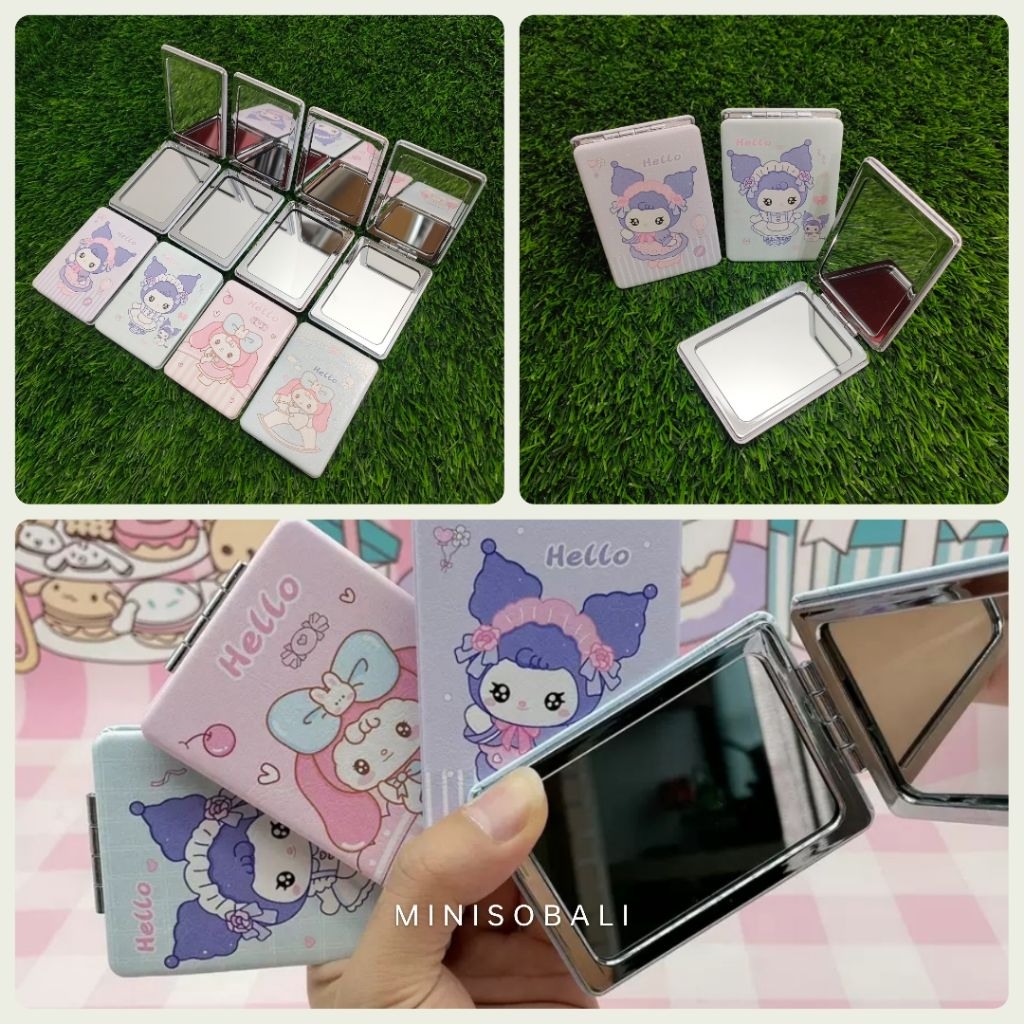 MINISO BALI | Cermin Lipat Kotak Model Cover Buku Karakter Lucu Cermin Lipat Sanrio Kaca Make Up Lip