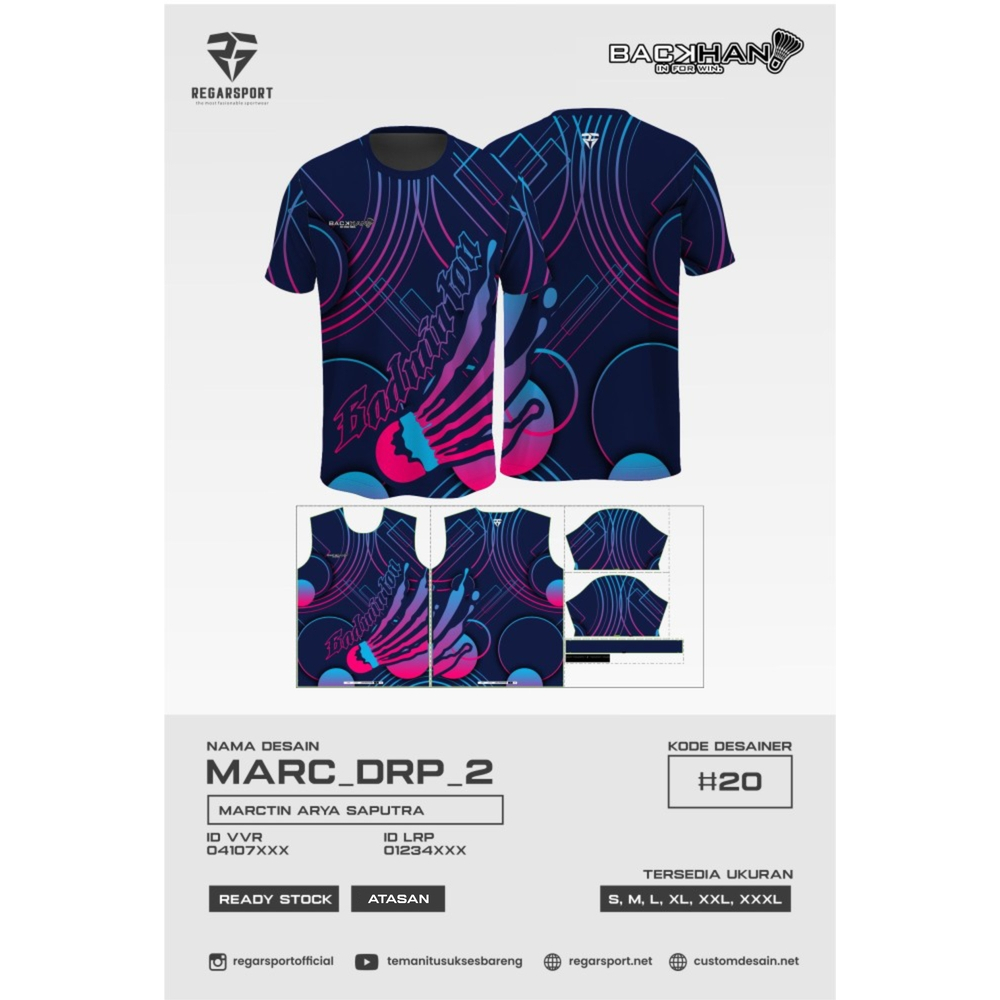 Regarsport - 61 Jersey atasan badminton warna donker