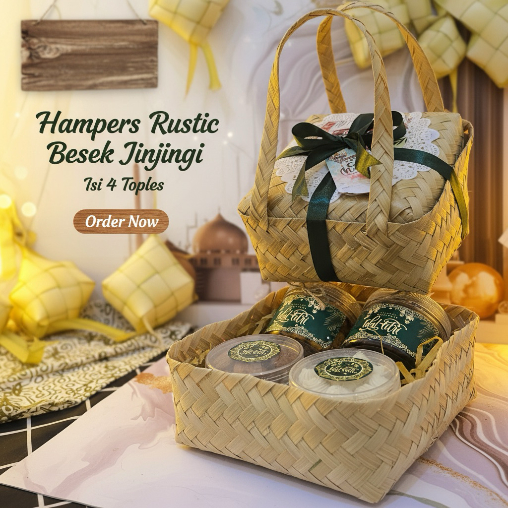 HAMPERS KUE KERING LEBARAN BESEK JINJING/HAMPERS EID KEMASAN BESEK