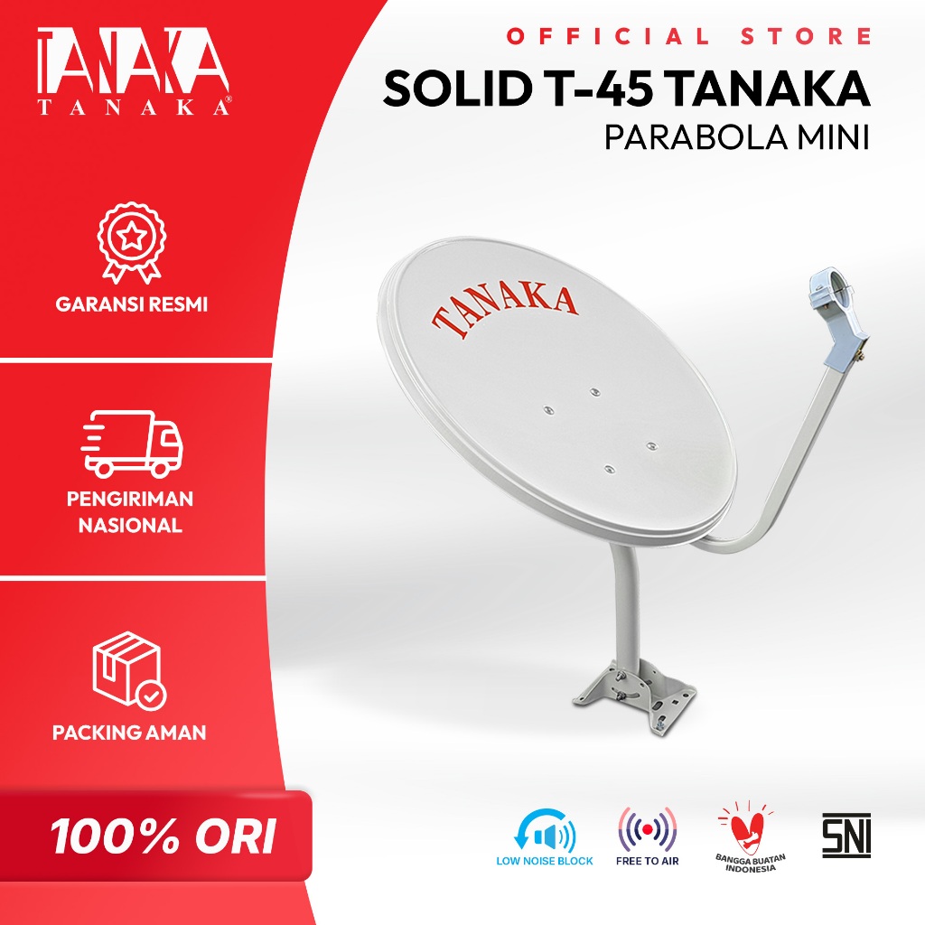 TANAKA Parabola Solid T-45 CM Ku Band Antena Parabola Mini Outdoor Sinyal Stabil Tahan Hujan Bahan M