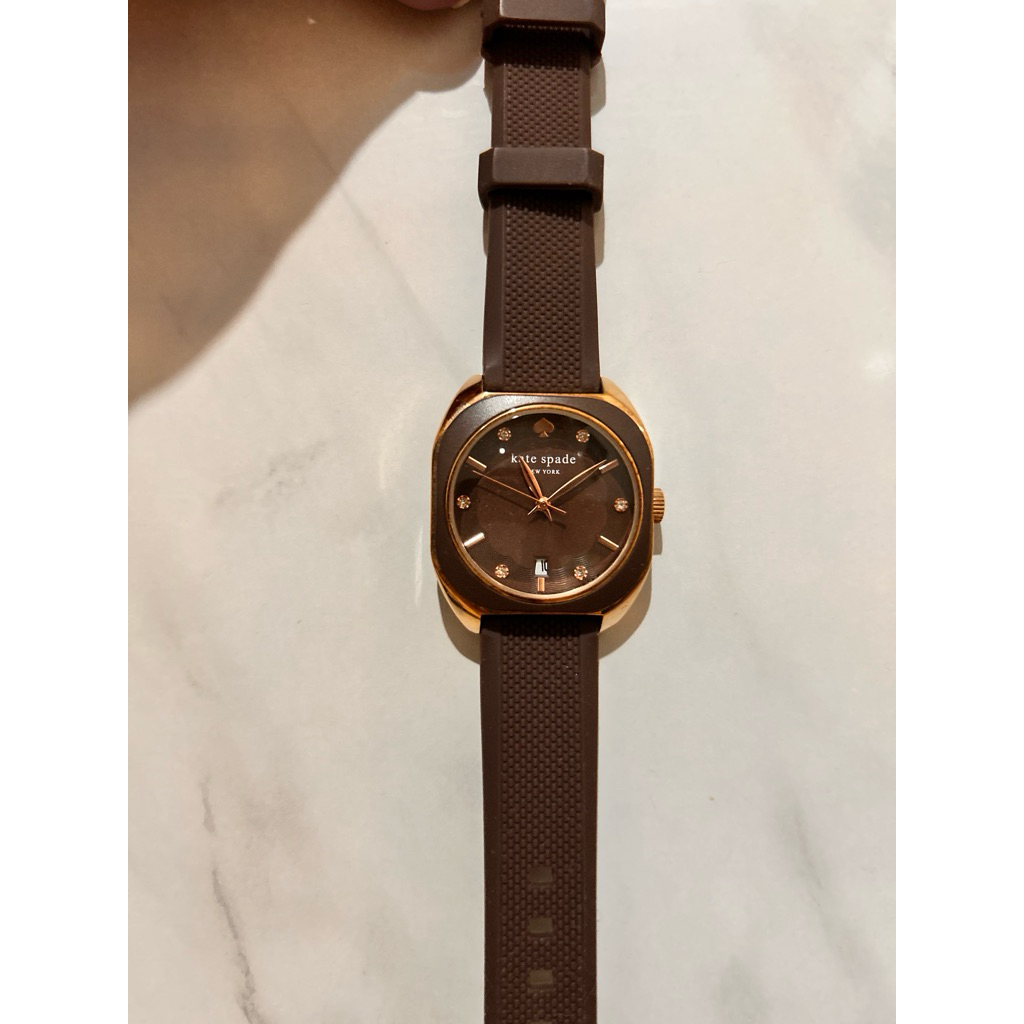 Preloved Jam Tangan Wanita Kate Spade 1:1 Mirror Rubber Brown