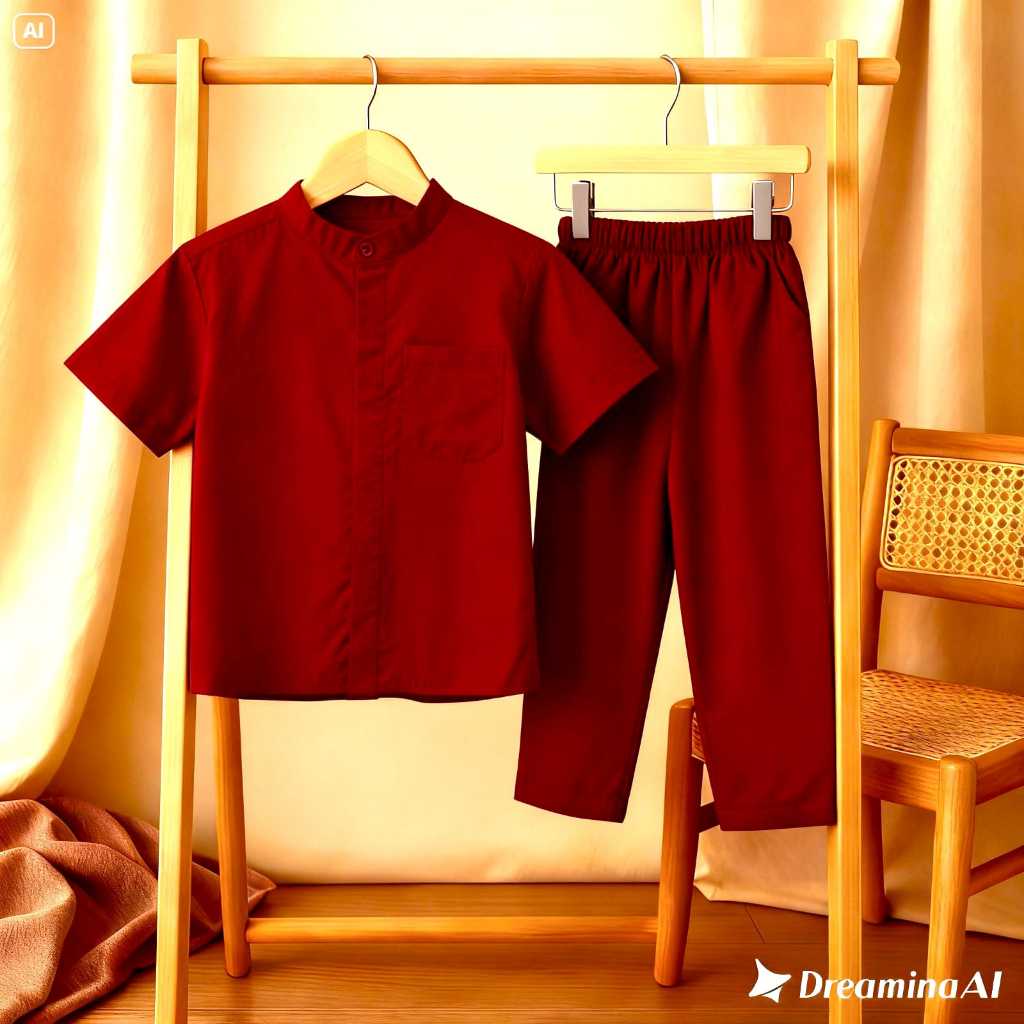 Baju Koko Anak Laki Kombinasi Warna Hitam Putih Setelan Muslim Modis untuk Ngaji & Lebaran Kurta