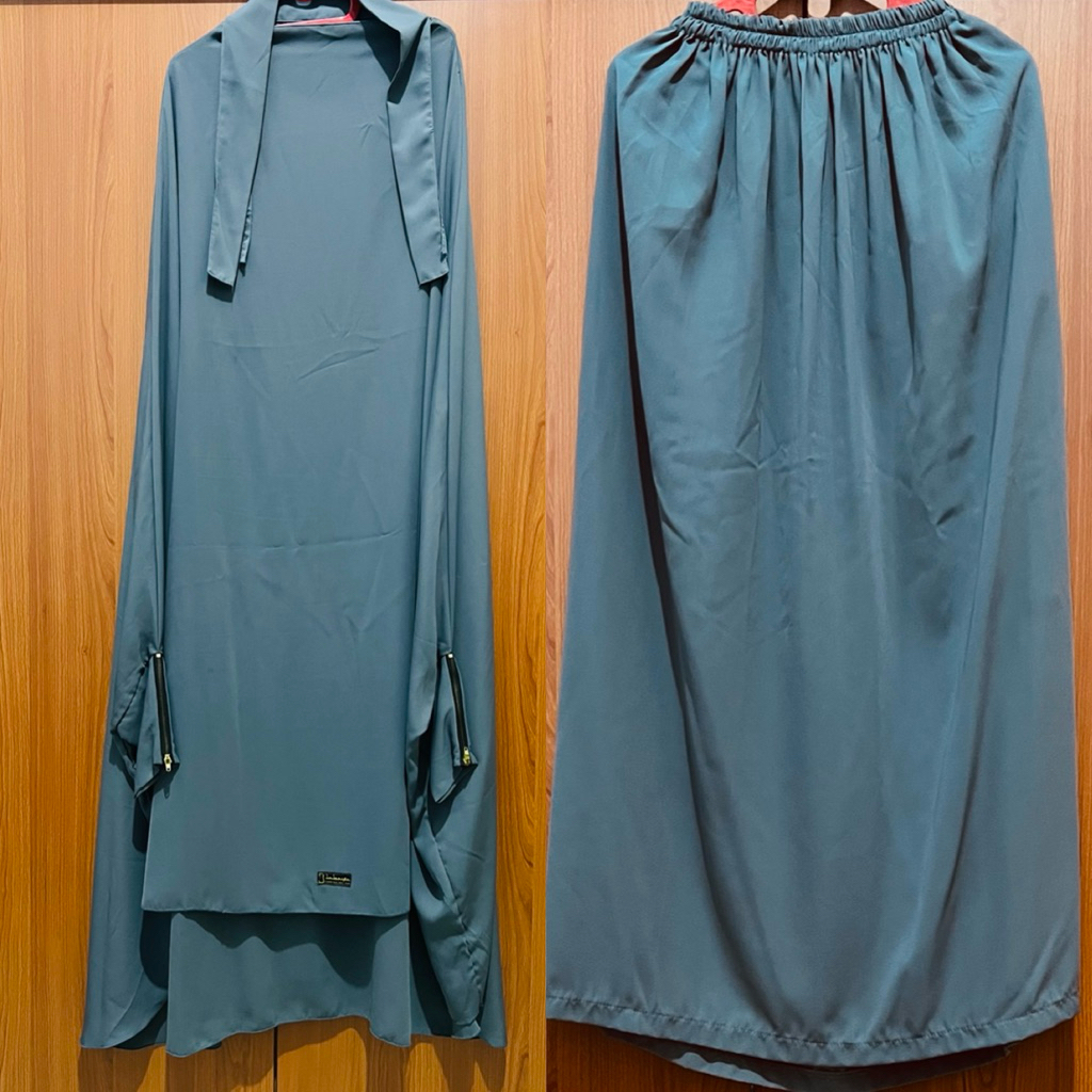Preloved PL french khimar set Rok warna abu-abu