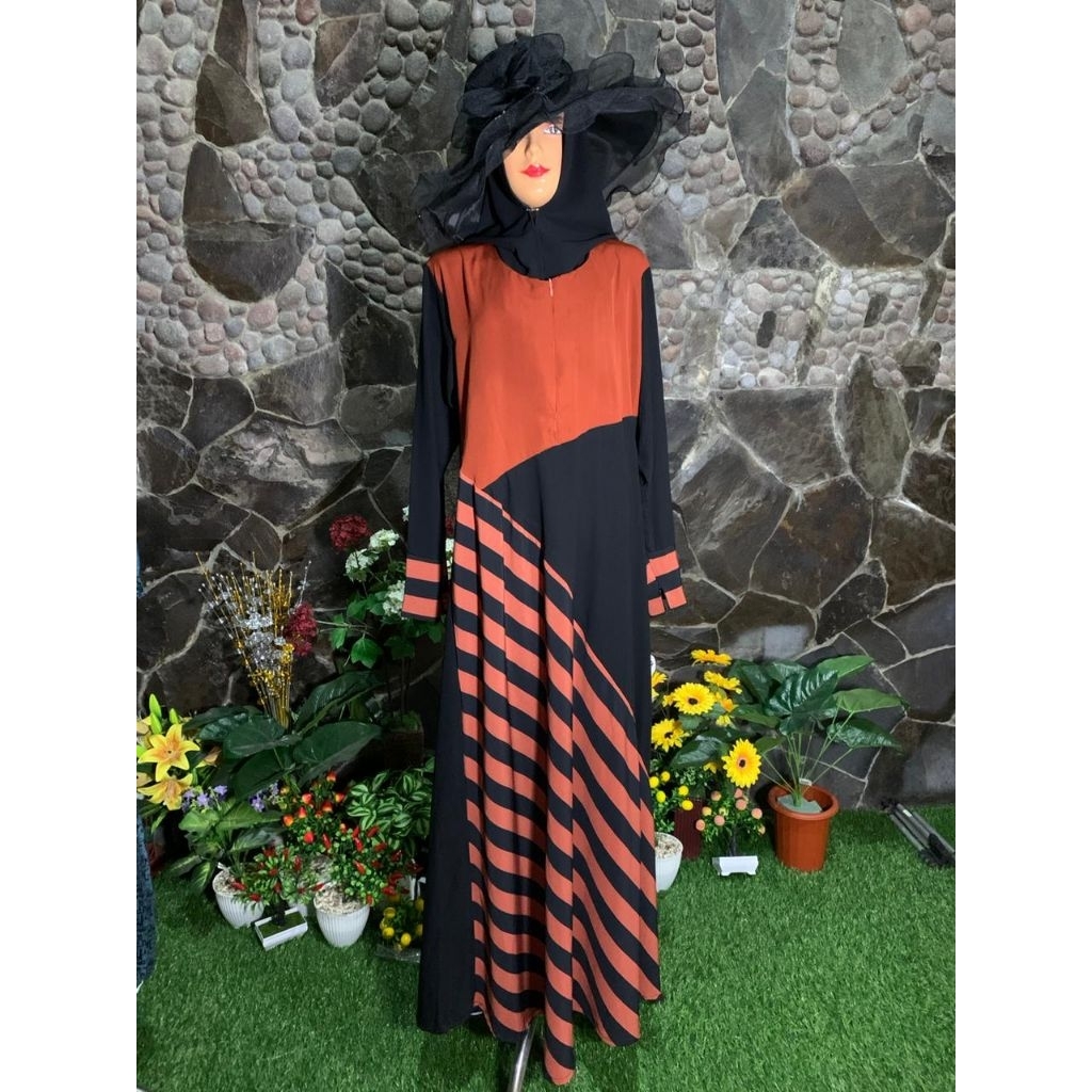 Gamis garis orange