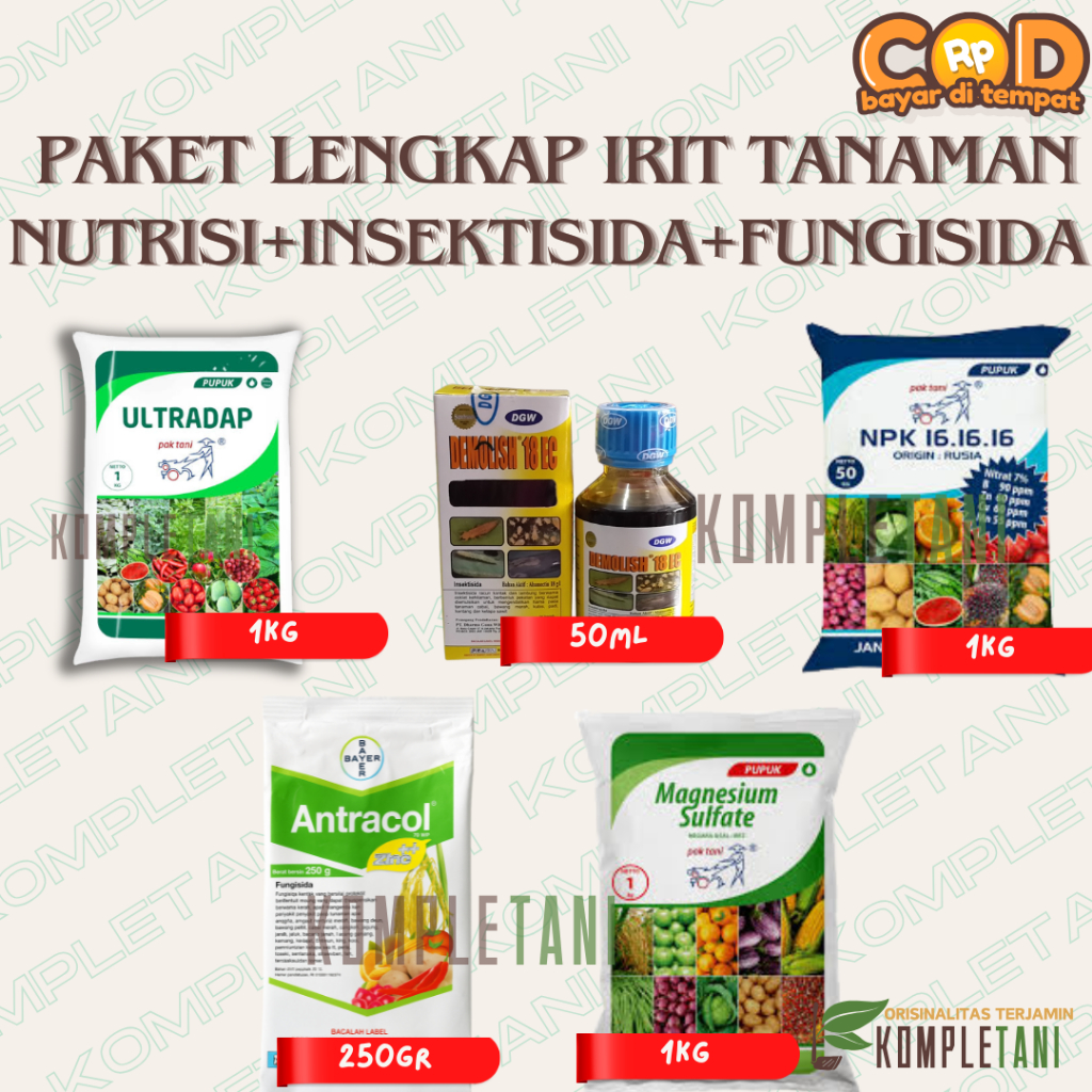 Nutrisi Lengkap Pupuk Insetisida dan Pestisida Segala Jenis Tanaman Ultradap 1kg Demolish 50ml NPK 1