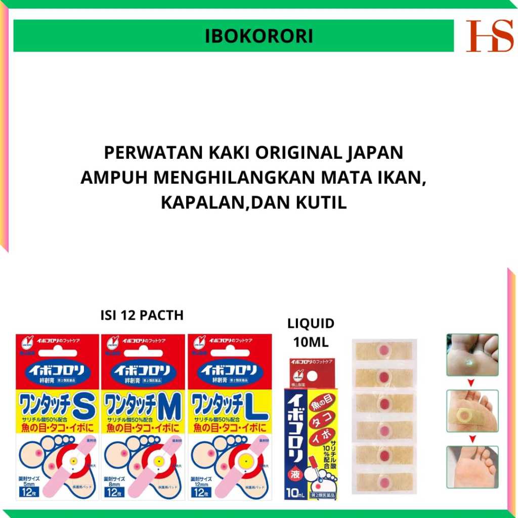 Ibokorori Plaster Isi 12 Plester Mata Ikan untuk Kaki dan Kapalan size S M L original Japan
