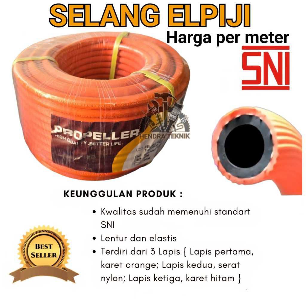 Selang Gas LPG Propeller 3 Lapis SNI - Anti Bocor & Anti Tikus 50 M