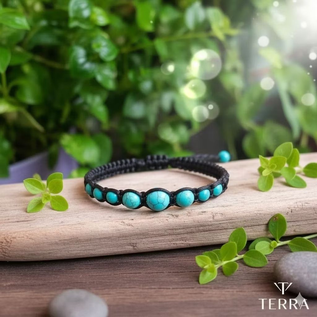 Gelang Macrame homade batu akik pirus Tibet tujuhmata