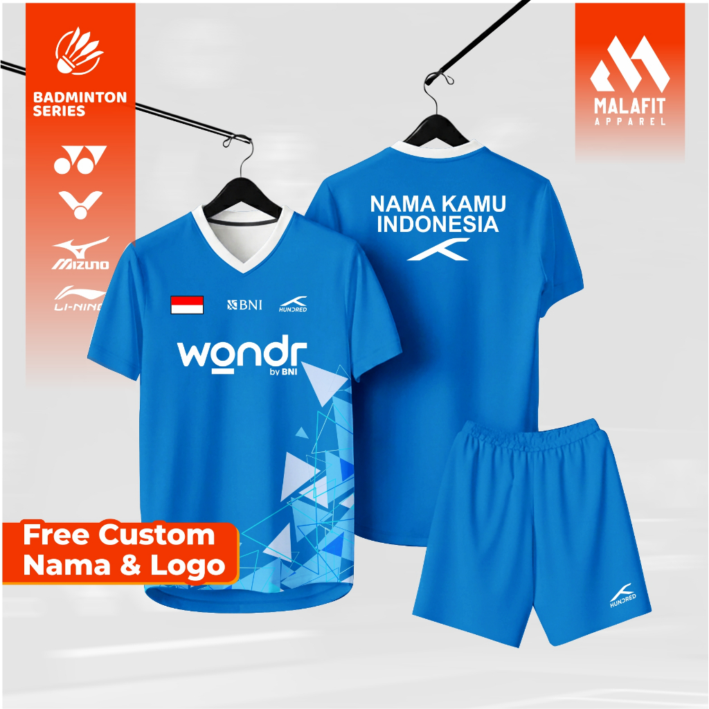 Jersey badminton gratis sablon nama indonesia badminton bulutangkis indonesia open