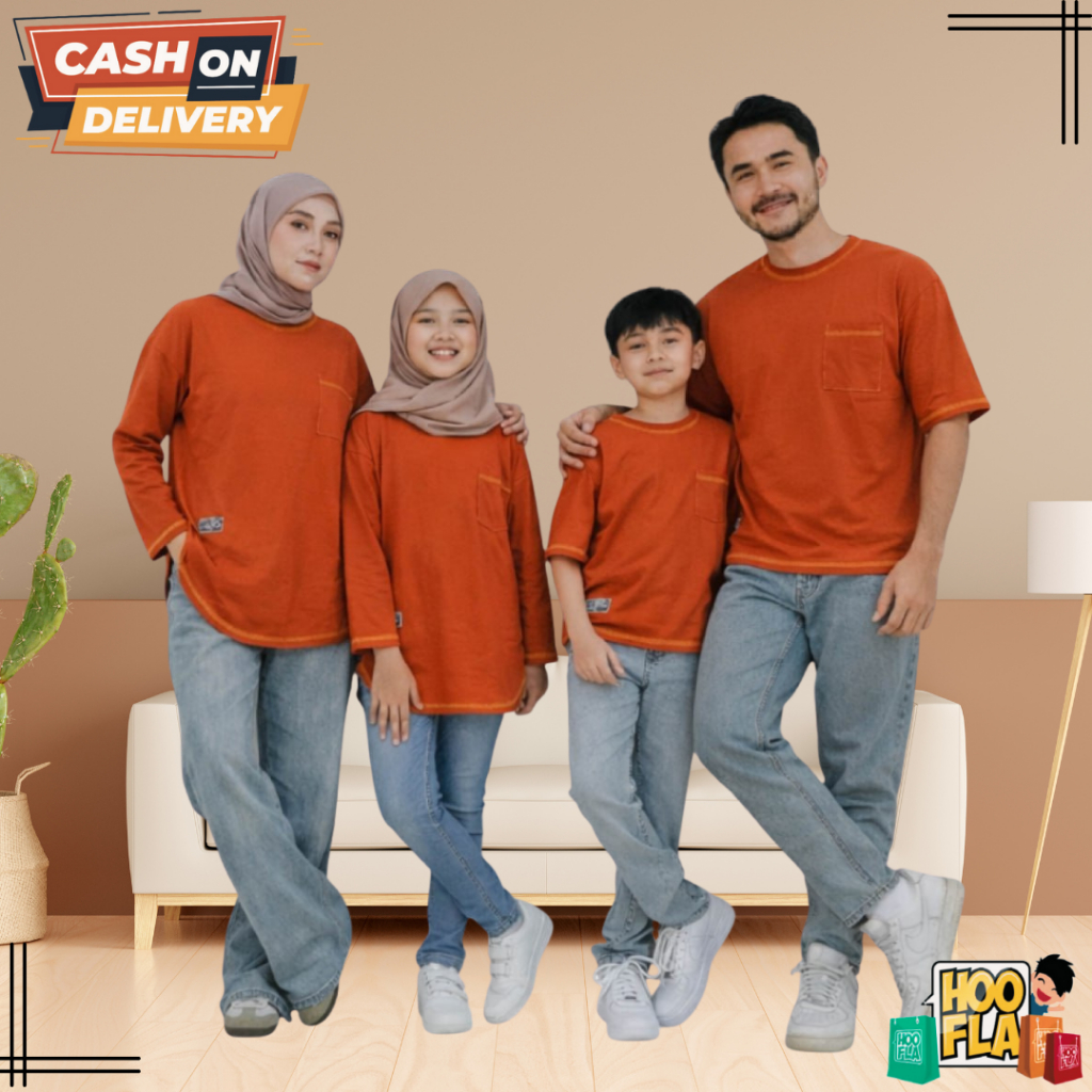 Baju Kaos Couple Seragam Sarimbit Keluarga Ayah Ibu Anak Lukita Sarimbit Series Vol. 2 Terracotta