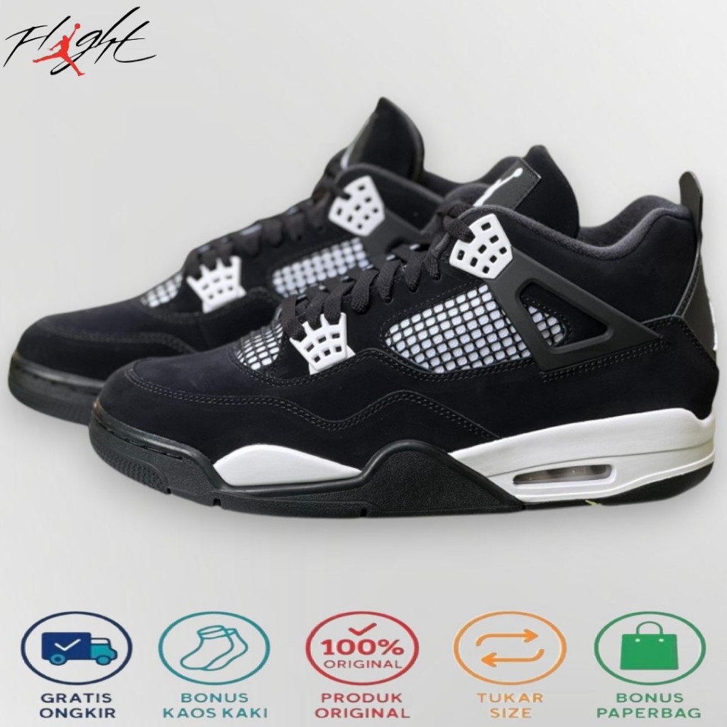 sepatu basket nike Air Jordan 4 Retro 'White Thunder bnib