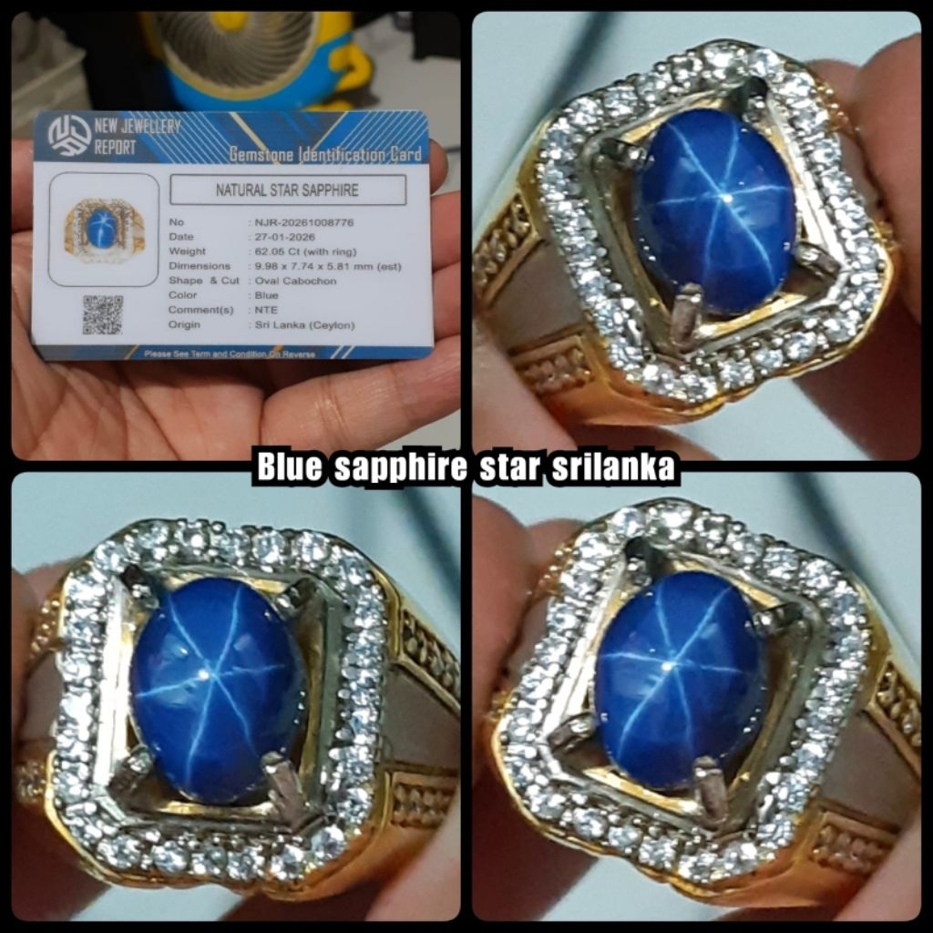 blue sapphire star Ceylon srilanka royal blue NTE