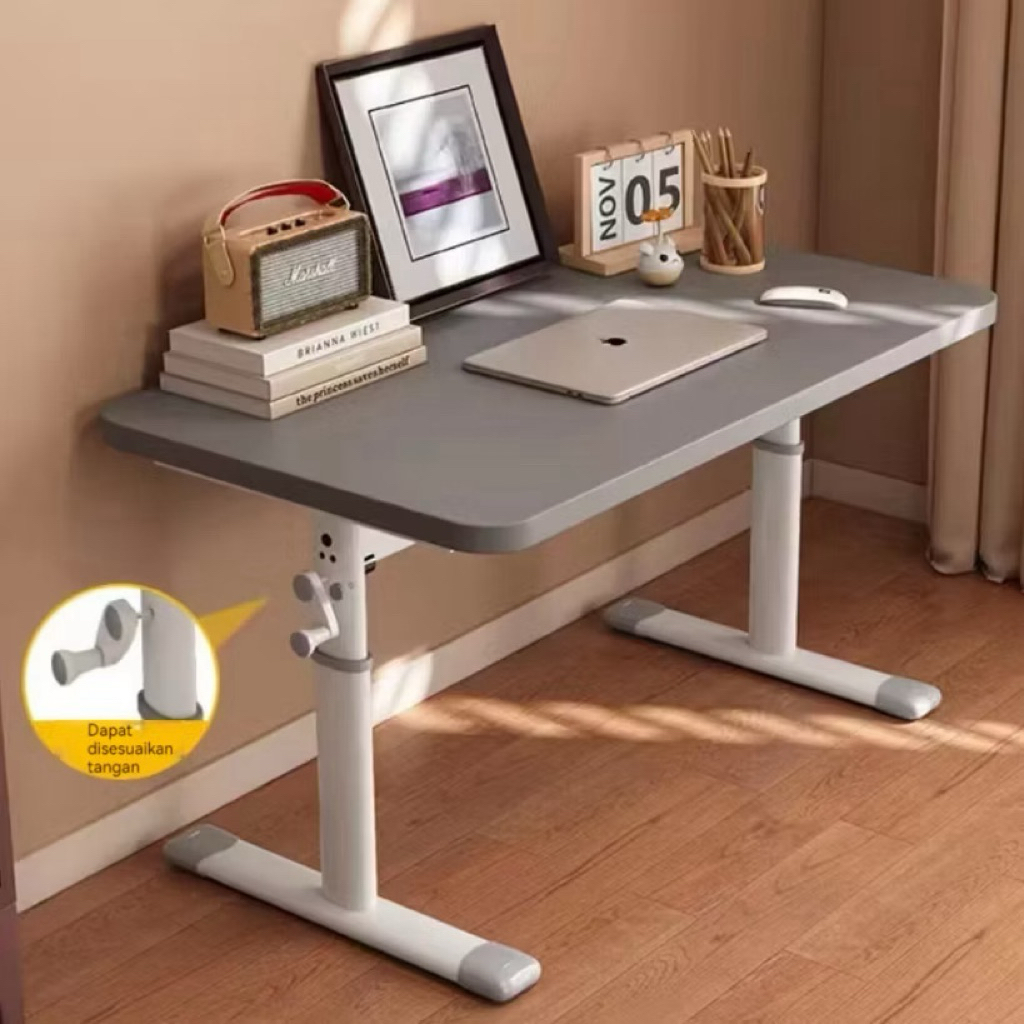 Meja gaming - Tinggi meja bisa disesuaikan -warna putih grey