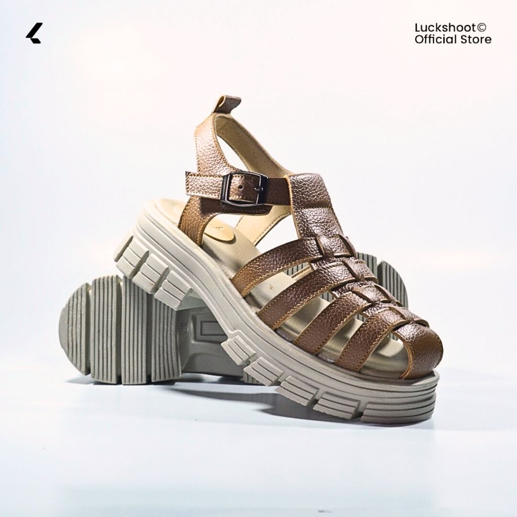 Luckhoot Sandal Kulit Wedges Wanita - Gladiator series