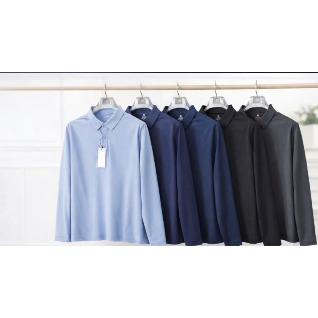 Kaos Polo Golf Pria Wanita Dryfit Berkerah Lengan Panjang Seamless
