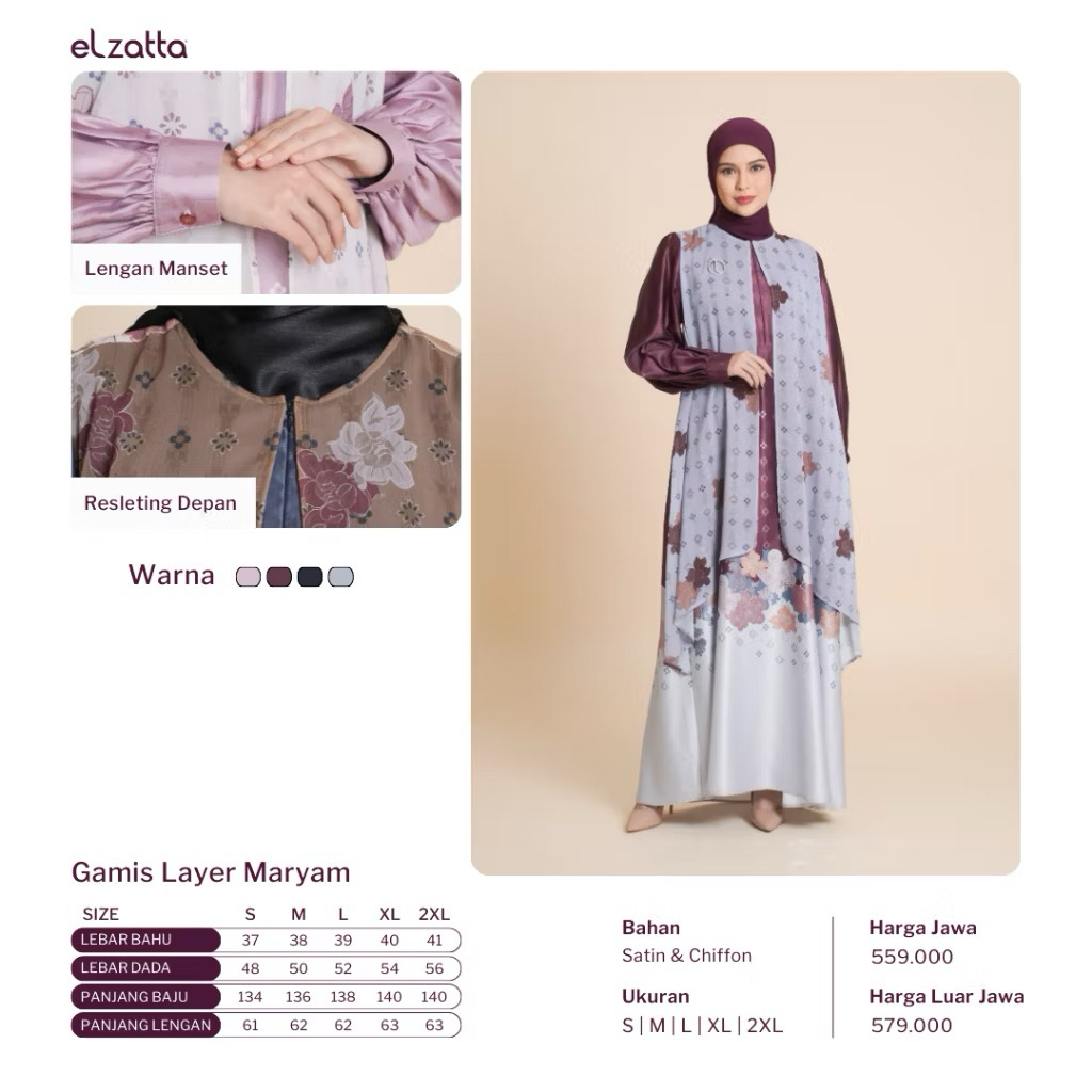 Gamis Layer Maryam Sarimbit Elzatta Couple Family