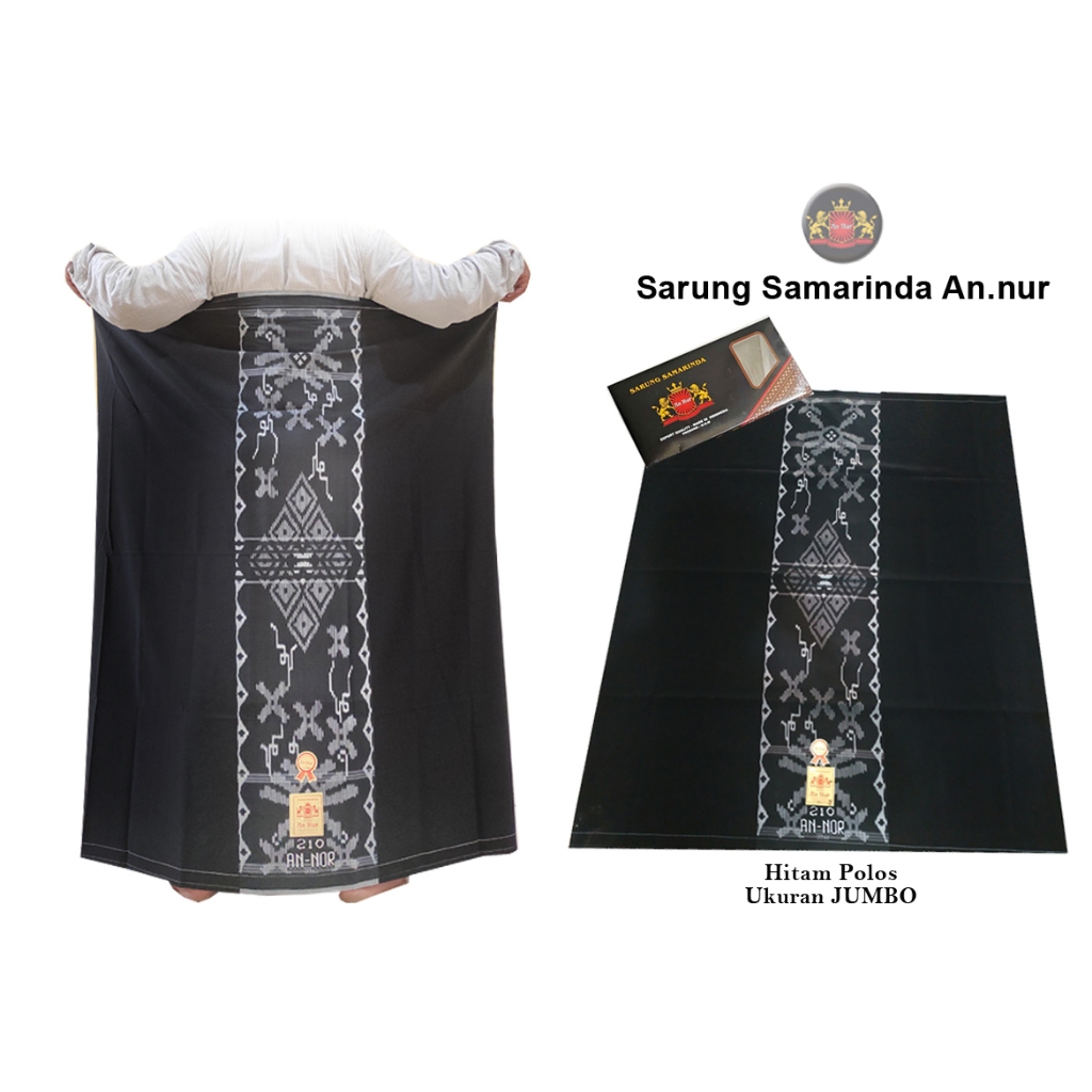 SARUNG SAMARINDA ANNOR HDS HMM WARNA HITAM / SARUNG SHOLAT / SARUNG UKURA JUMBO / SARUNG PRIA DEWASA