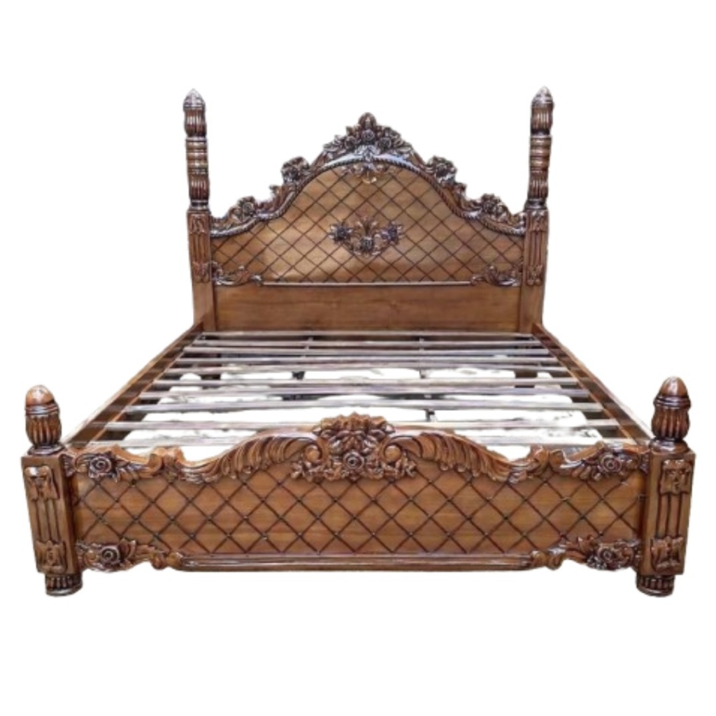 Tempat Tidur Jati Ukir Mewah Jepara Dipan Kayu Jati Minimalis Model Monalisa No 1