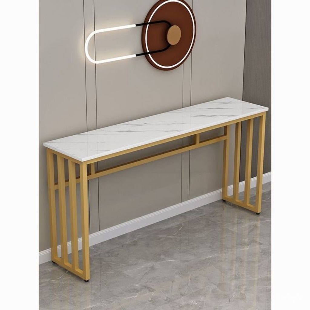 MEJA KONSUL TOP MARMER WHITE STATUARIO KAKI BESI / MEJA PAJANGAN TOP MARMER WHITE STATUARIO