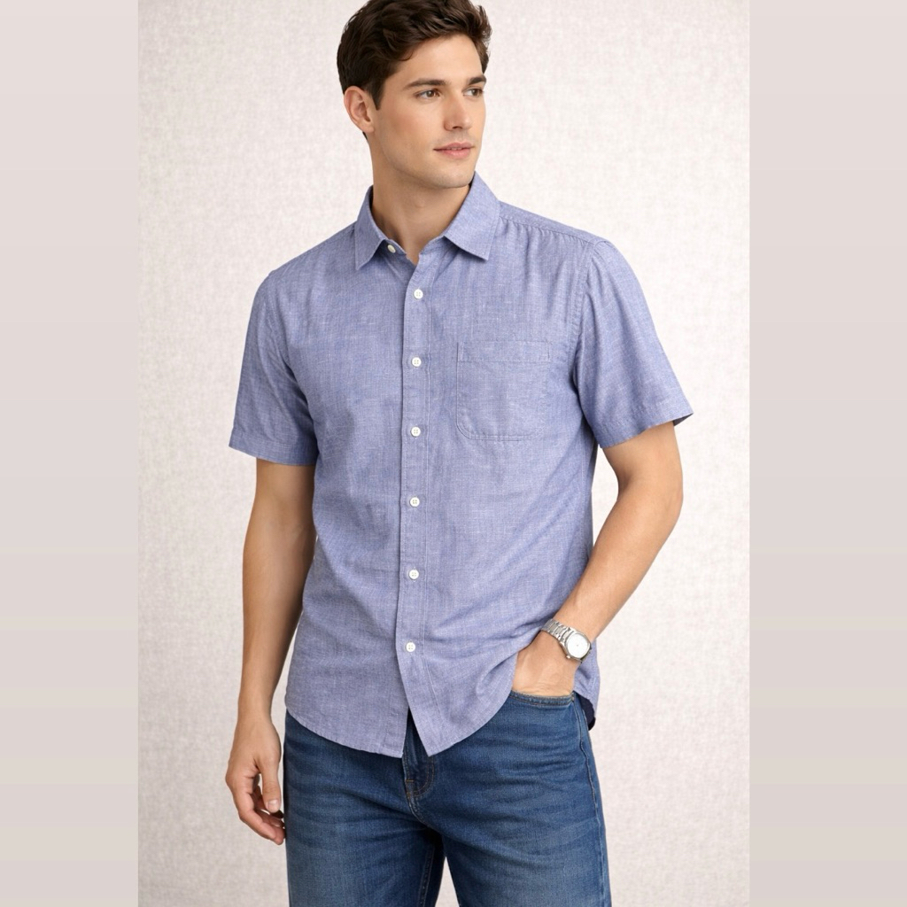 RF - Kemeja Katun Linen Pria Uniqlo