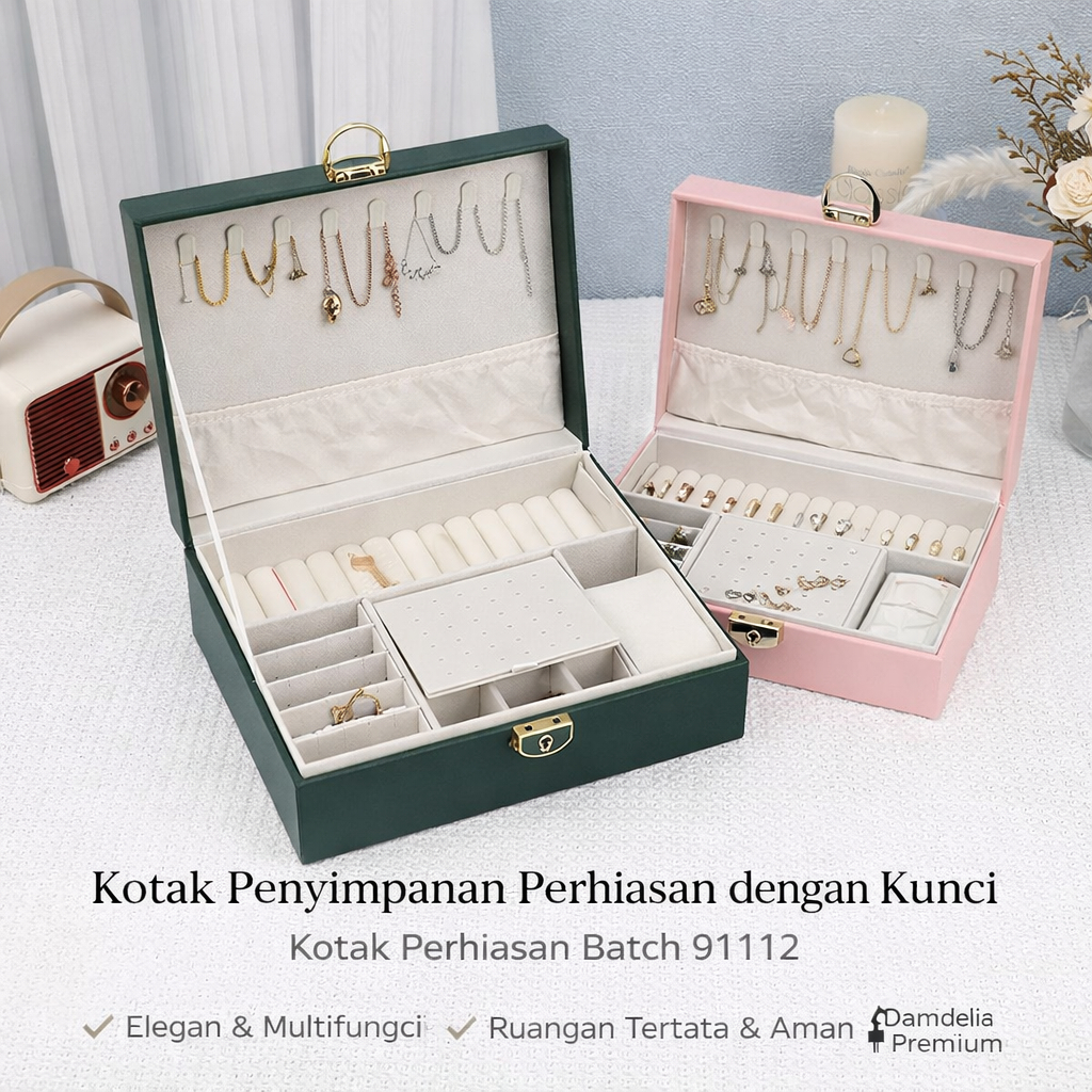 kotak penyimpanan perhiasan dengan kunci kotak perhiasan kotak perhiasan batch 91112