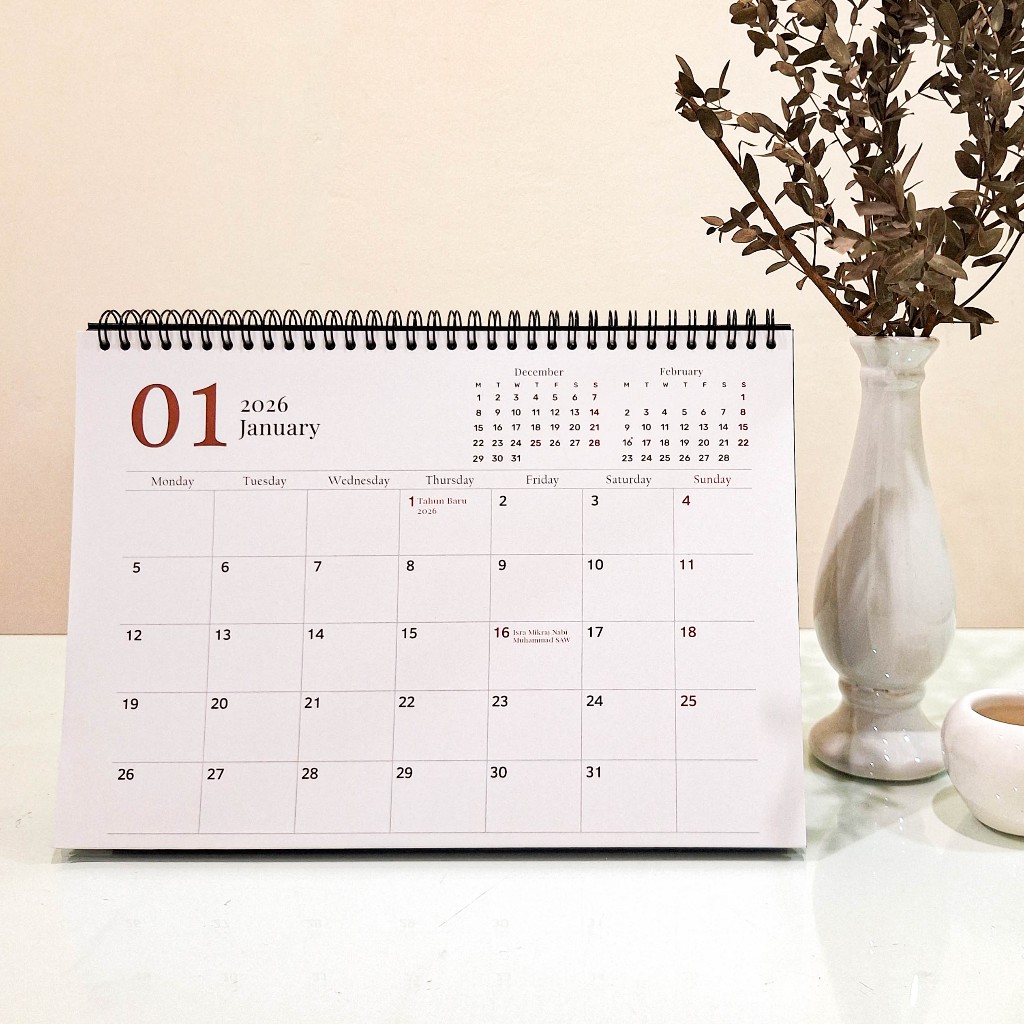 Kalender Meja Besar B5 2026 Aesthetic Premium Quality Spiral [MB01]