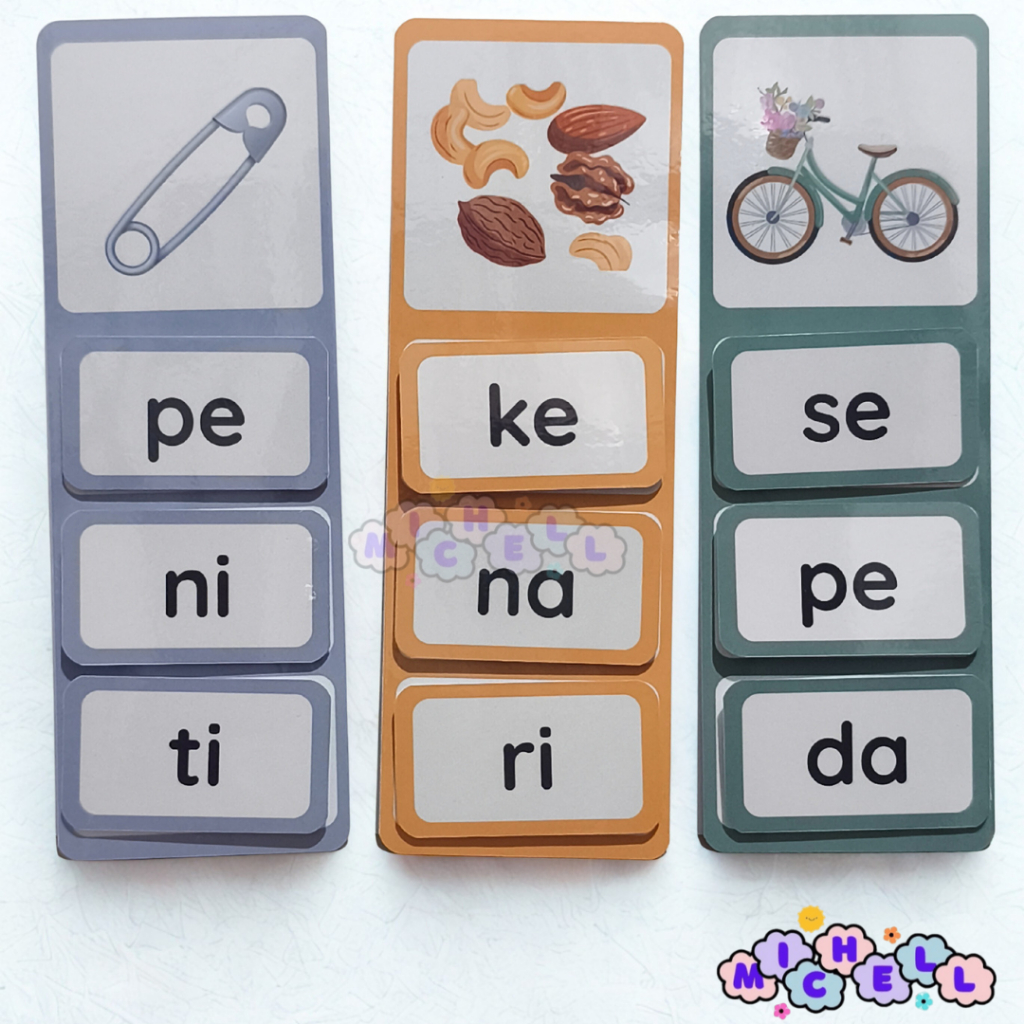 Flash Card Belajar Membaca 3 Suku Kata - Mainan Kartu Anak Cepat Membaca