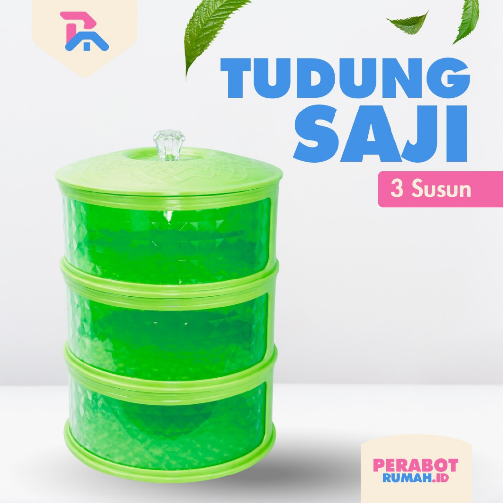 Tudung Saji 3 Susun Serbaguna / Warna Hijau / Penutup Makanan Anti Lalat & Debu