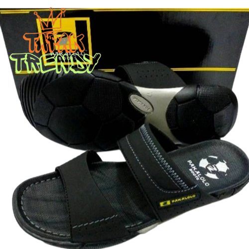 PAKALOLO Sandal Pria Kulit Asli Motif Slop Ukuran 39-43 Hitam Coklat Tan Putih