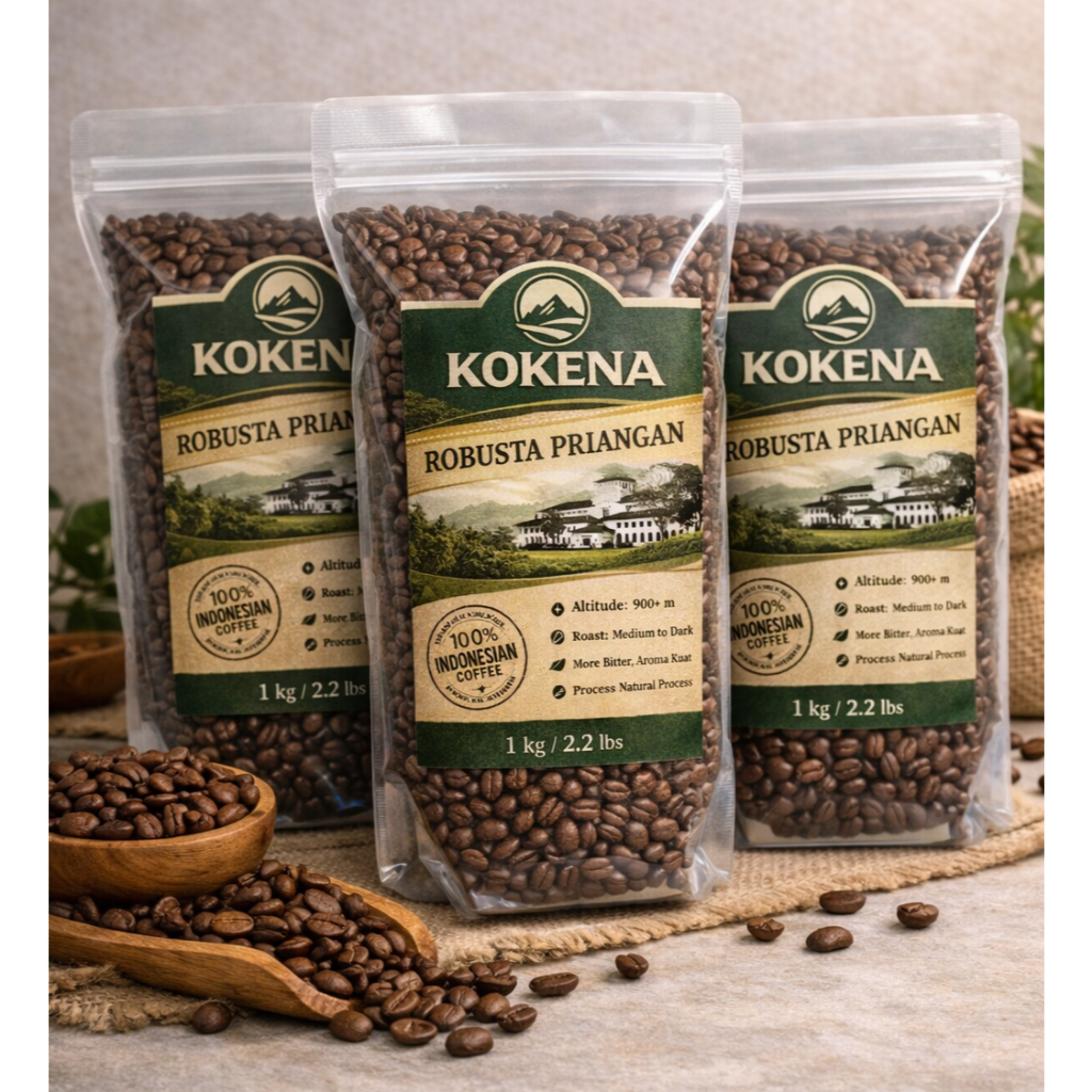 Kopi Robusta Priangan KOKENA Coffee | Bubuk & Roasted Bean | 1000 gr (1kg)
