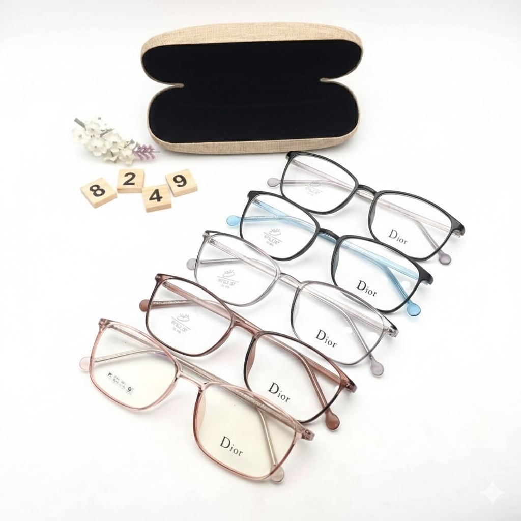 Kacamata Silinder Pria Wanita 8249 - Lensa Bluecromic Blueray Photocromic CRMC | Normal s/d -6.00