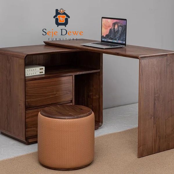 Meja Kerja L Shape Jati