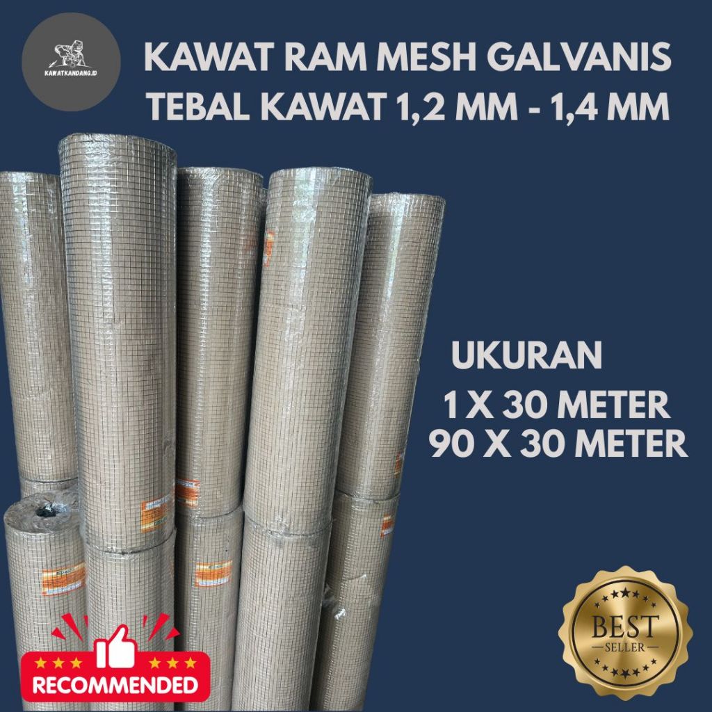 Kawat Ram Mesh Galvanis Lubangan 1,2 x 1,2 cm Panjang 30 meter Tebal Kawat 1,2 mm - 1,4 mm