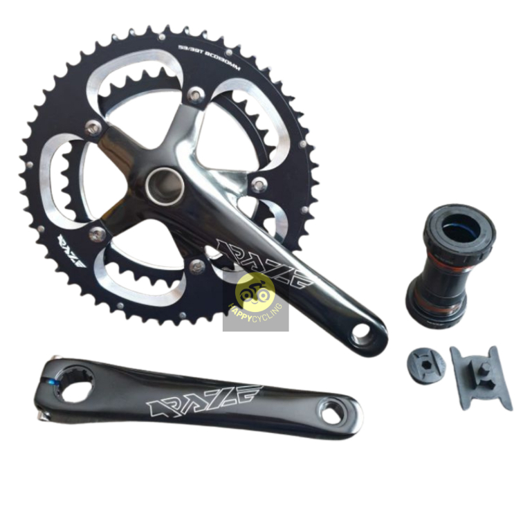 Crankset Crank Raze HT2 Hollowtech 2 Double Speed 53-39T BCD 130 Folding Bike Happy Cycling