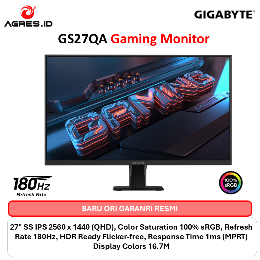 Gigabyte GS27QA Gaming Monitor 27 Inch QHD IPS 180Hz
