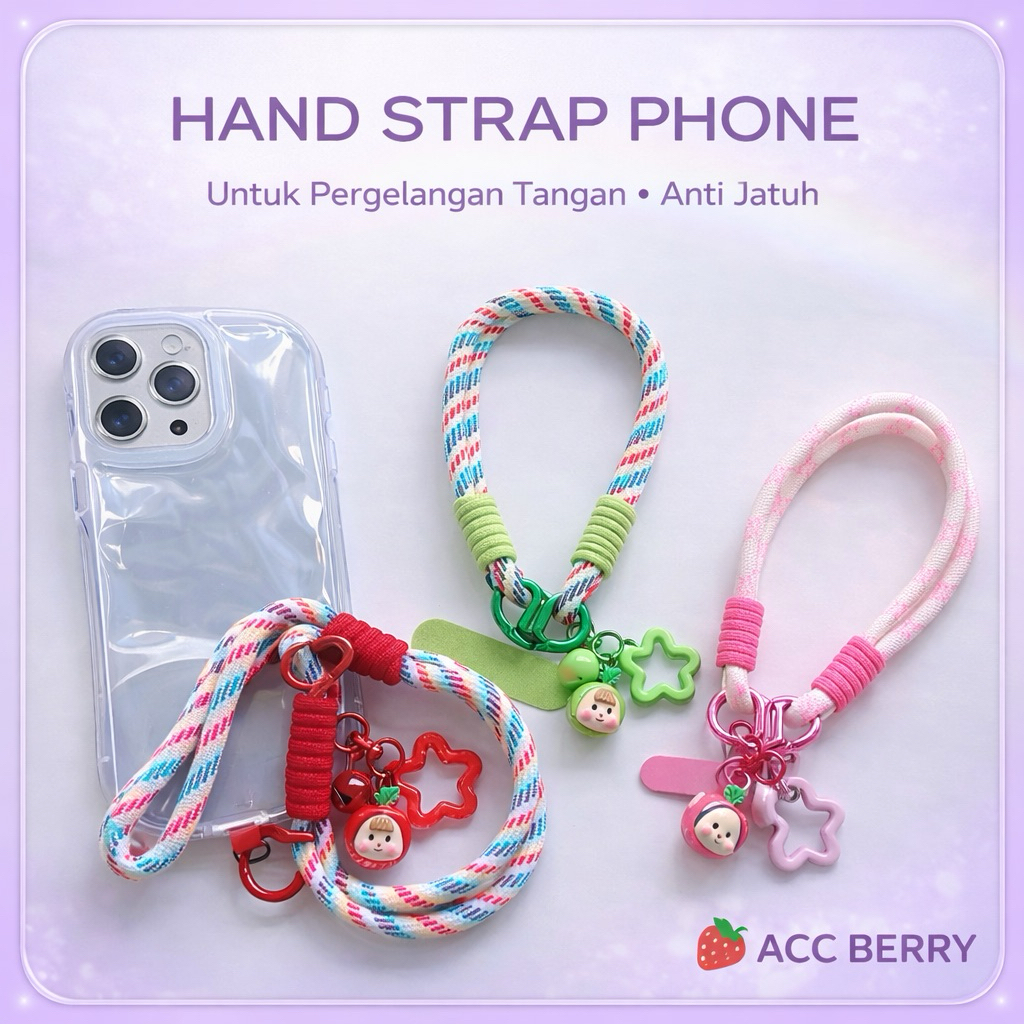 [TERBARU] R-JUST LANYARD PREMIUM PASTEL COLOR TALI GANTUNGAN HP PENDEK TEBAL PREMIUM STRAP HP
