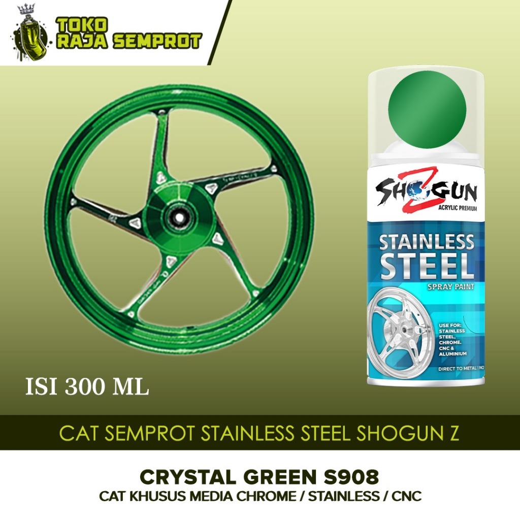Cat Pilok Pylox Stainless Steel PREMIUM Cat Semprot Pilox Velg Motor CNC Hijau Green 300 ML