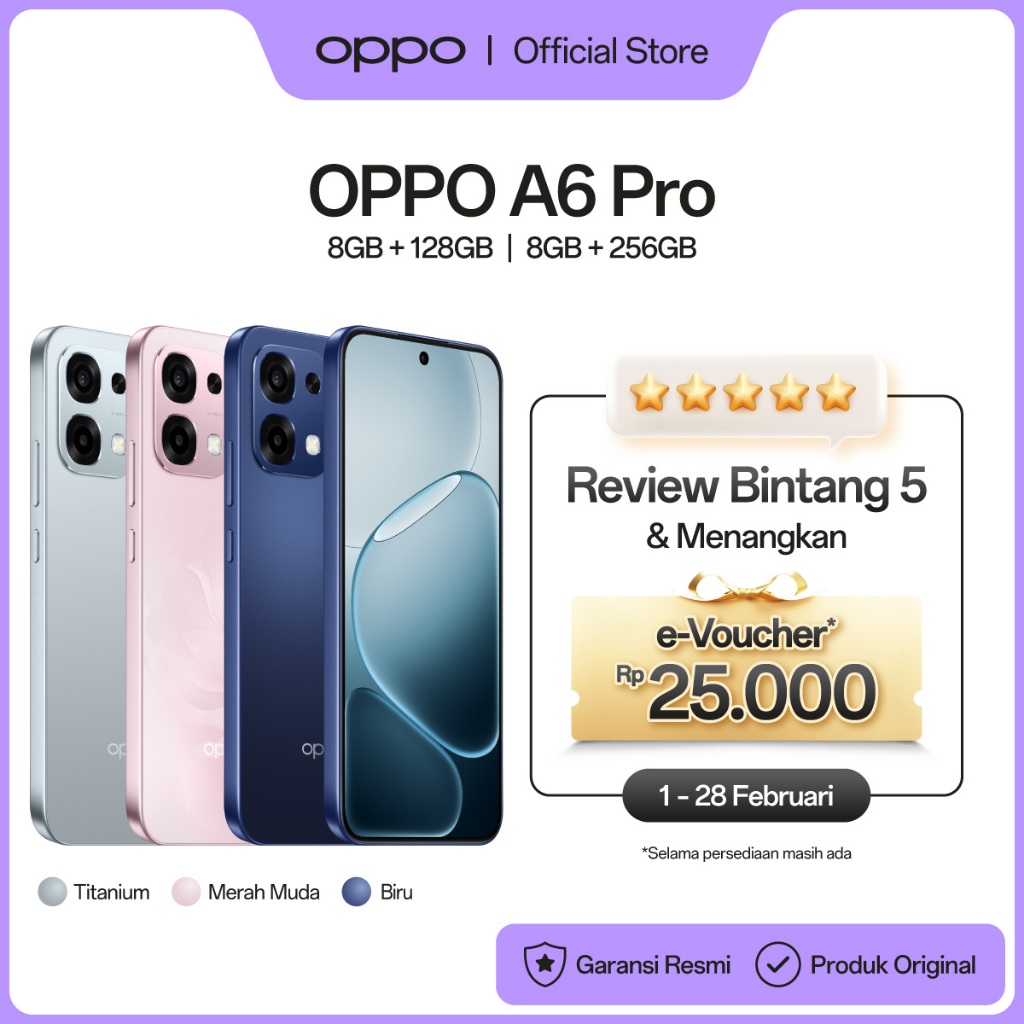 [NEW] OPPO A6 Pro 8GB+128/256GB [AMOLED Ultra Cerah 120Hz, 7000mAh 80W SUPERVOOC, Sistem VC SuperCoo