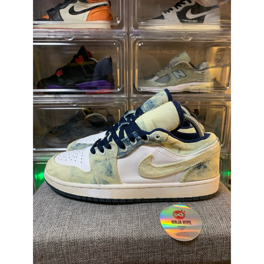 AJ 1 LOW SE WASHED DENIM BLUE , AJ 1 SE WASHED DENIM , SEPATU , SHOES , SNEAKERS
