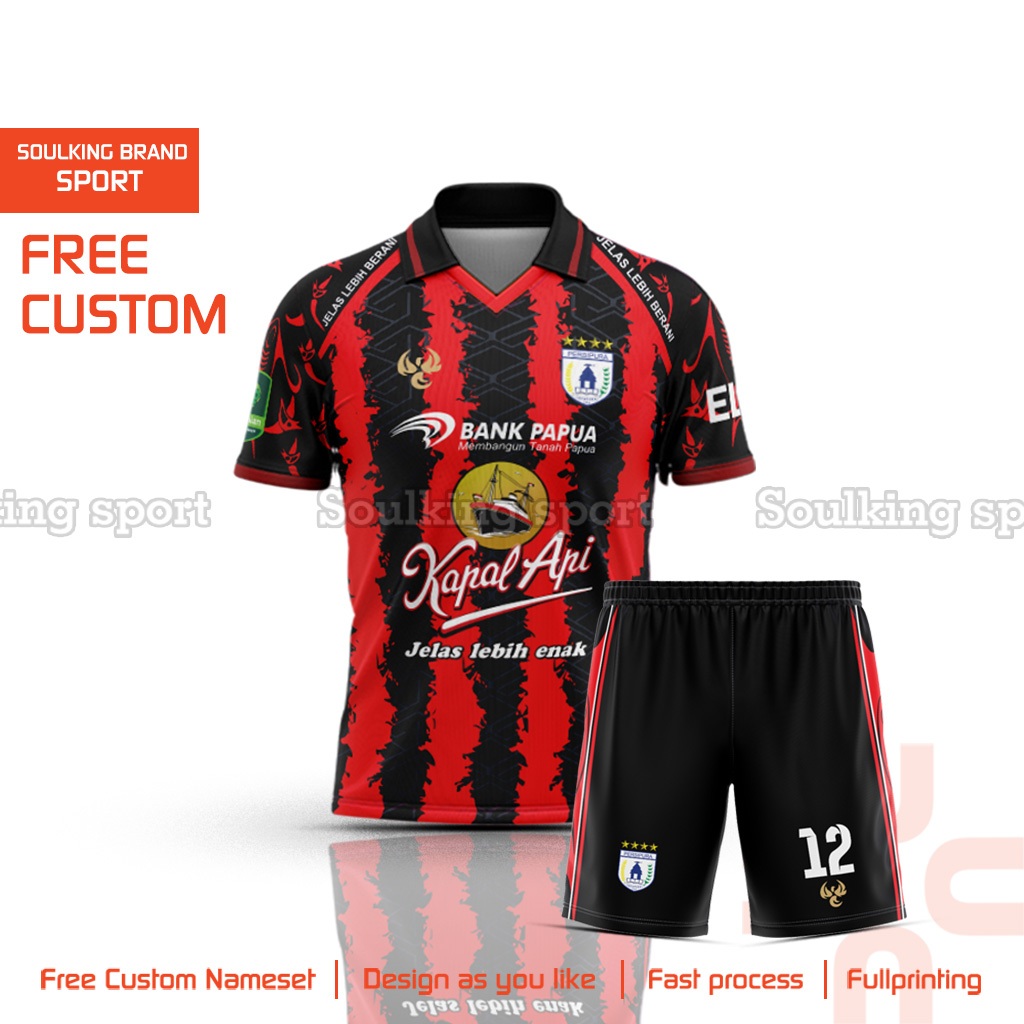 Baju Jersey Bola Persipura 2025 - 2026 Home Away Thrid Liga 2 Indonesia Free Custom Nama Warna Merah