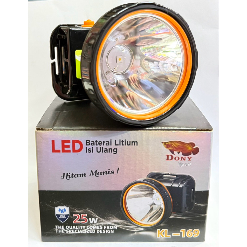 SENTER KEPALA LED DONY 10w 10 WATT KL-169 "ANTI GORES" ORI ANTI AIR TAHAN LAMA OUTDOOR