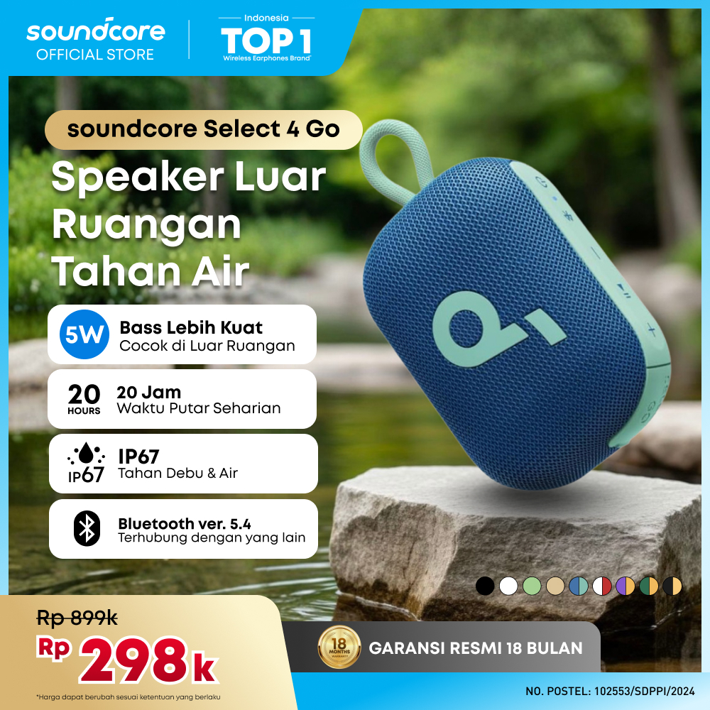 Soundcore by Anker Select 4 Go Wireless Speaker Bluetooth 5.4 Waterproof and Dustproof IP67 Portable