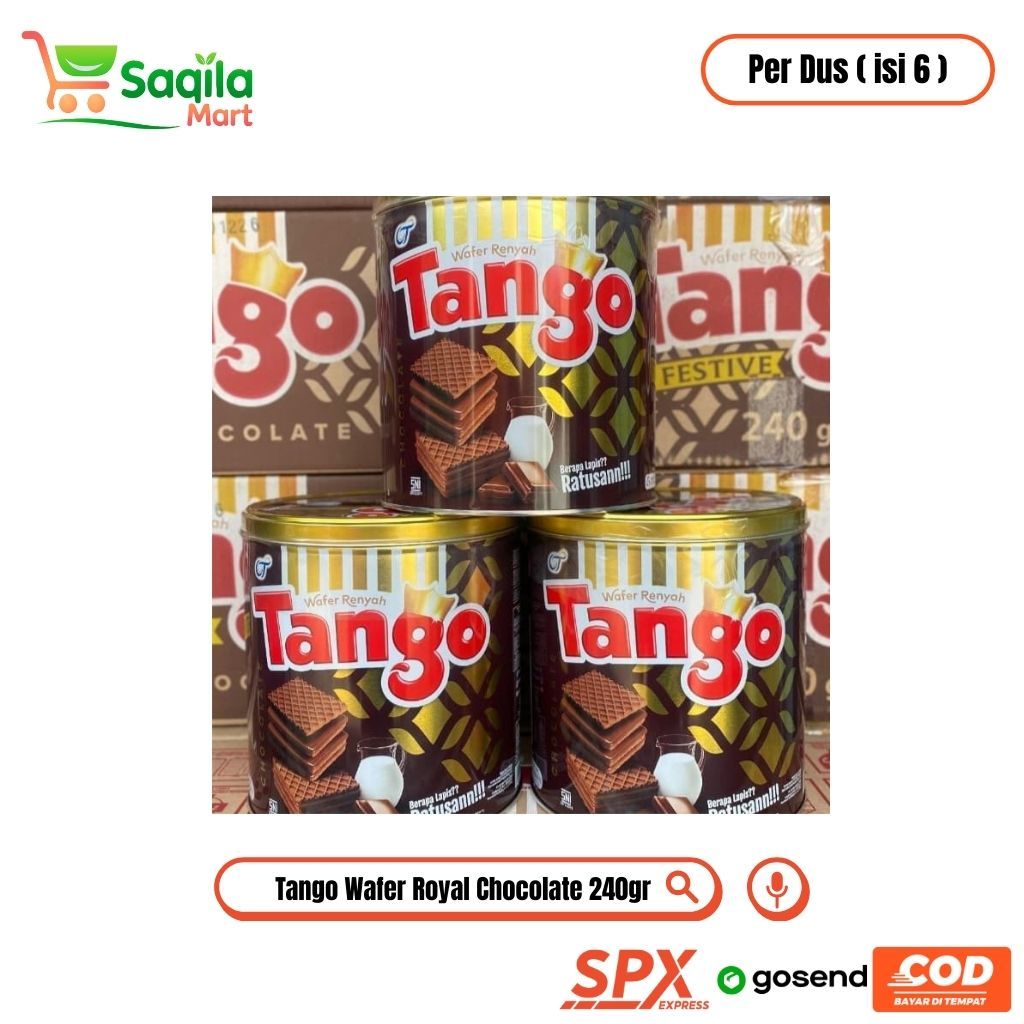 [GROSIR] TANGO WAFER ROYAL CHOCOLATE KALENG 240 GRAM | PER DUS ISI 6 SAQILA MART