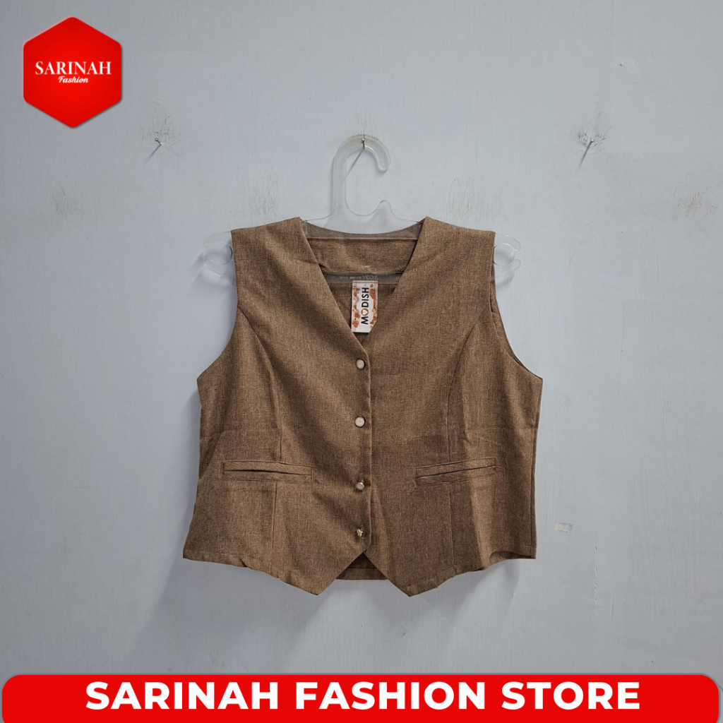 Rompi Outer Atasan Wanita Tanpa Lengan Motif Polos / Abstrak