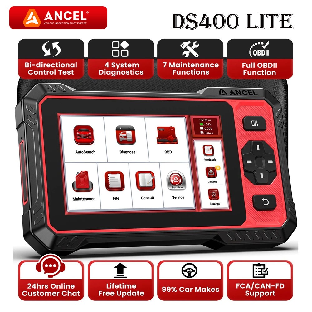 ANCEL DS400 Lite OBD2 Scanner Mobil Indonesia Alat Diagnostik Mobil Bi-Directional Control Test 4 Sy