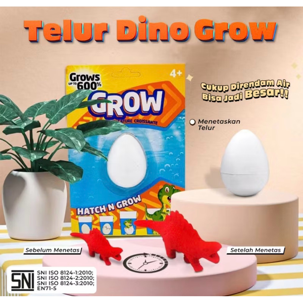 Mainan Dinosaurus Bertelur Edukatif - Pengalaman Menetas, Koleksi Acak, Bahan Aman