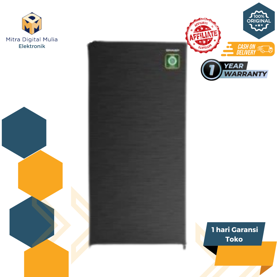 Sharp SJN182NHS Kulkas 1 Pintu 166L Direct Cooling Tempered Glass Tray Kirei Series One Door Refrige