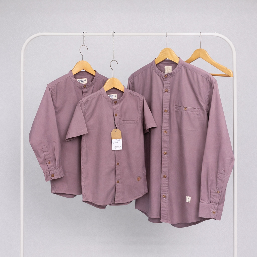 SAJUAK - Kemko Katun Twill Gap Dusty Purple Couple Ayah Anak Kemeja koko Baju Koko